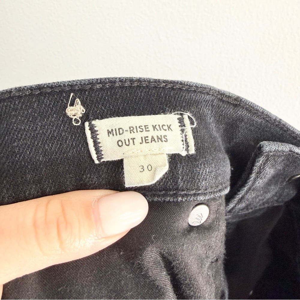 Madewell Kick Out Crop Jeans Black Rinse Wash Mid Rise Size 30 - Picture 5 of 6